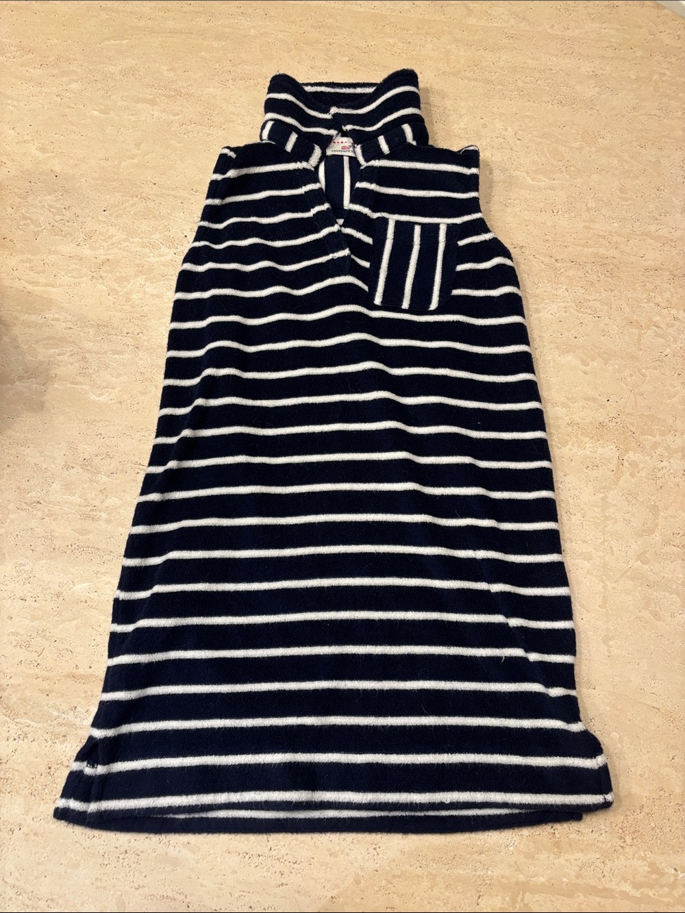 Vineyard Vines Girl's Navy and White Striped Sleeveless Turtleneck Dress